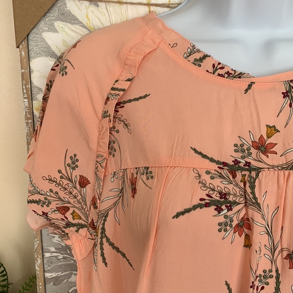 Peach Floral Print Blouse M NEW! - Picture 5 of 10